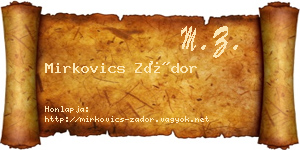 Mirkovics Zádor névjegykártya